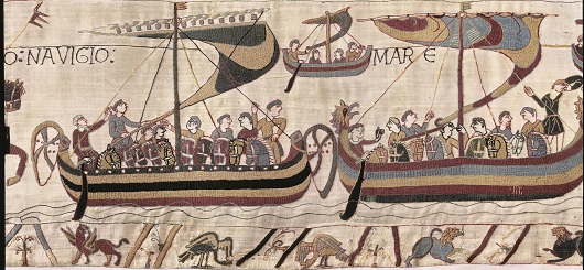Ausschnitt Teppich von Bayeux: Eroberung  Englands durch den Normannenherzog Wilhelm den Eroberer