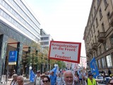 Teilnehmer mit Schild. Friedensdemo. Frankfurt am Main, 29.06.24