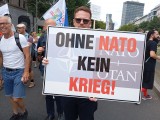 Demonstrant mit Schild, Berlin, 03.08.2024