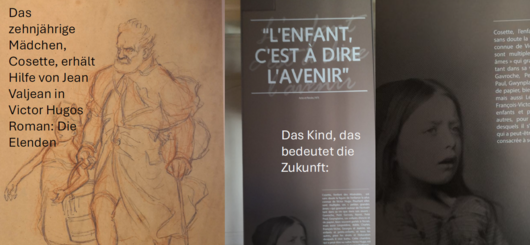 Cosette aus Die Elenden v. V. Hugo erhält Hilfe, Fotomontage 